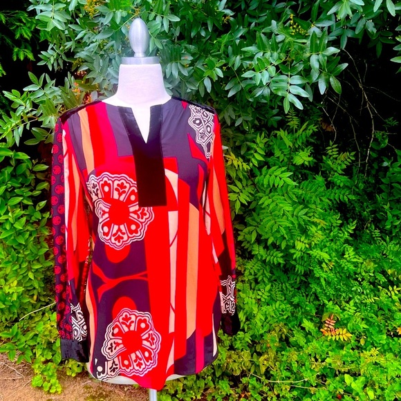 CHICO’S Multicolor Patterned Women's Top - Picture 4 of 7